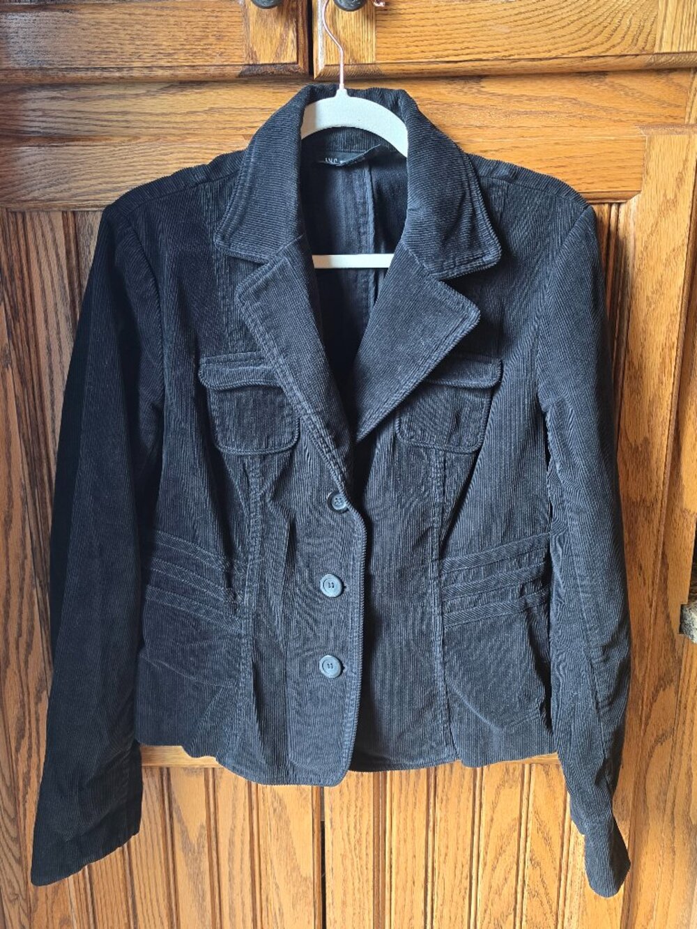 INC International Concepts Black Corduroy button front jacket, EUC